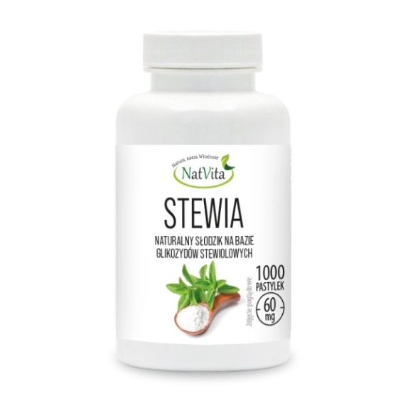 Stewia 60 mg ok. 1000 pastylek Natvita cena 36,00zł