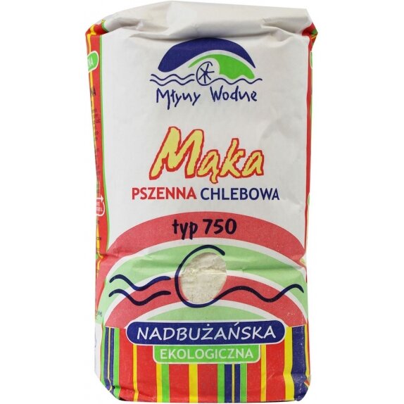 Mąka pszenna chlebowa nadbużańska typ 750 BIO 1 kg Młyny Wodne cena 2,93$