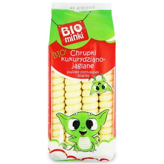 Chrupki kukurydziano-jaglane spirale bezglutenowe BIO 60g Biominki cena 3,95zł