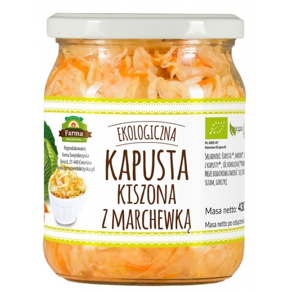 Kapusta kiszona z marchewką 480g (420g) BIO Farma Świętokrzyska cena 8,49zł