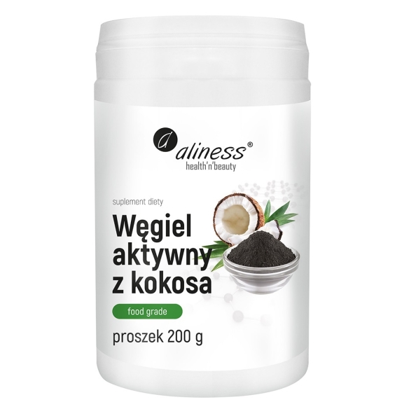 Aliness węgiel aktywny z kokosa Food Grade 200 g cena 29,90zł