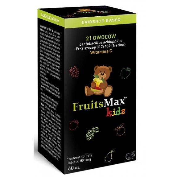 FruitsMax Kids 500 mg 60 tabletek do ssania Narum cena 16,98$