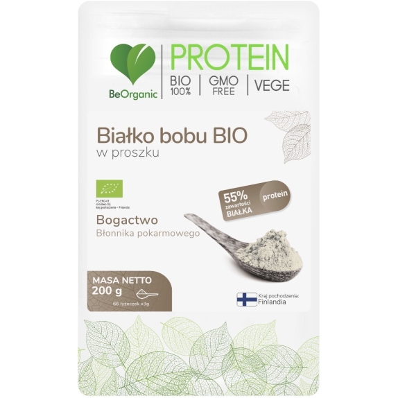 BeOrganic białko bobu w proszku 200 g BIO cena 21,55zł