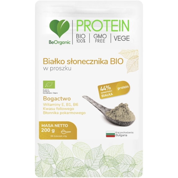 BeOrganic białko słonecznika w proszku 200 g BIO cena 21,99zł