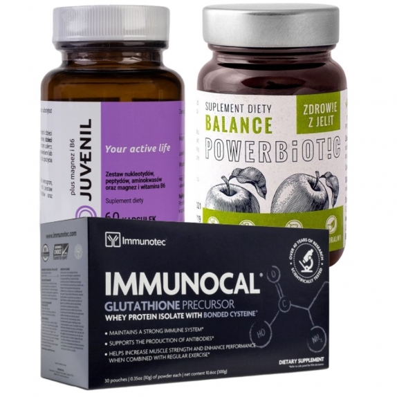 Powerbiotic Balance Jabłko + Juvenil plus magnez i B6 + Immunocal cena 550,00zł