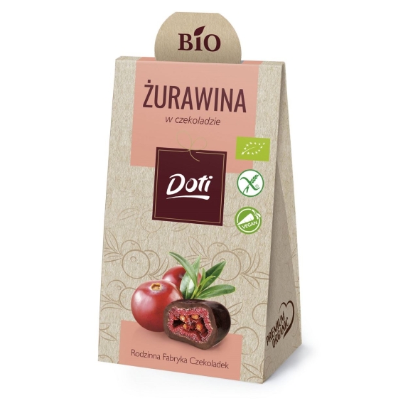 Żurawina w gorzkiej czekoladzie 50 g BIO Doti cena 8,85zł