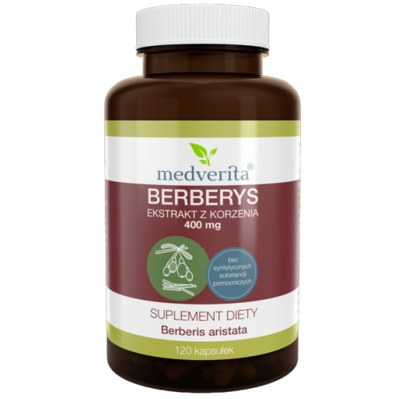 Berberys ekstrakt z korzenia 400 mg 120 kapsułek Medverita cena 20,15zł