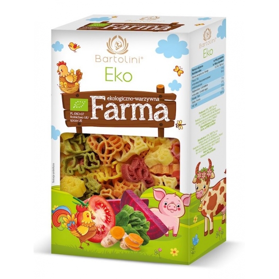 Makaron farma zwierzątka pięciosmakowe 250 g BIO Bartolini cena €1,42