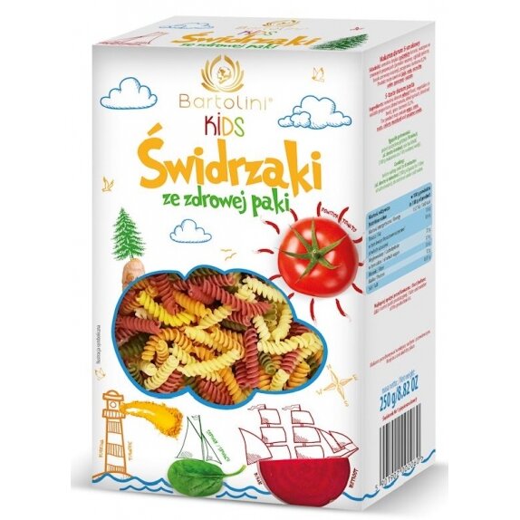 Makaron dla dzieci Świdrzaki świderek pięciosmakowy 250 g Bartolini cena €1,30