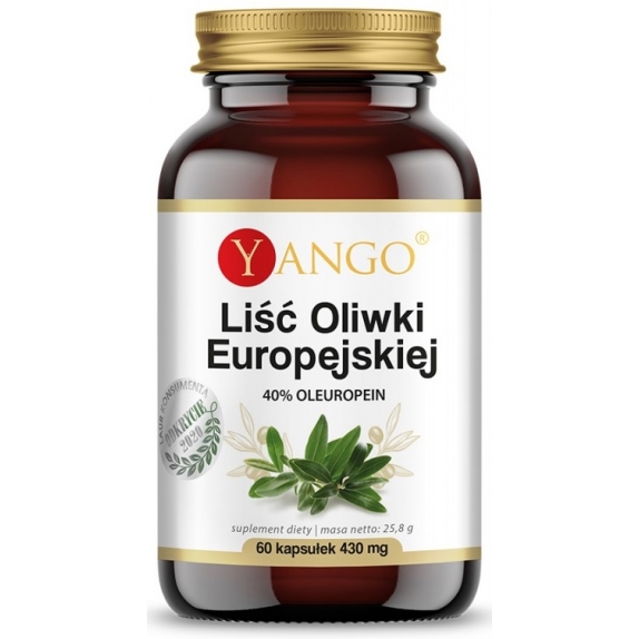Liść Oliwki Europejskiej 40% Oleuropein 430 mg 60 kapsułek Yango cena 11,58$