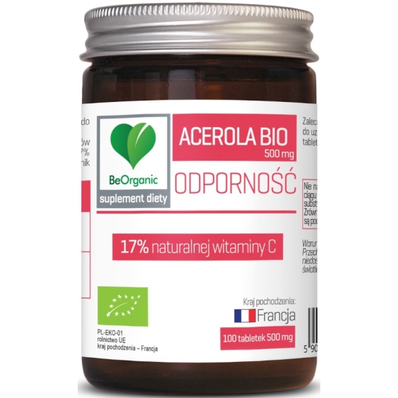 BeOrganic acerola 17% 500 mg 100 tabletek BIO cena 39,99zł