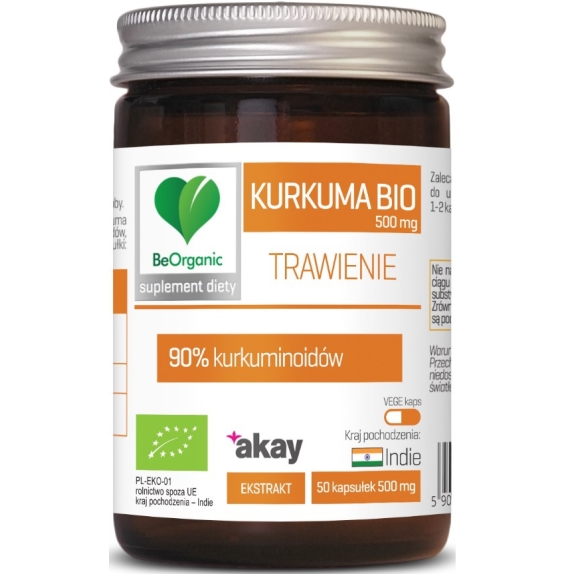 BeOrganic kurkuma 90% 500mg x 50 kapsułek BIO cena 59,99zł