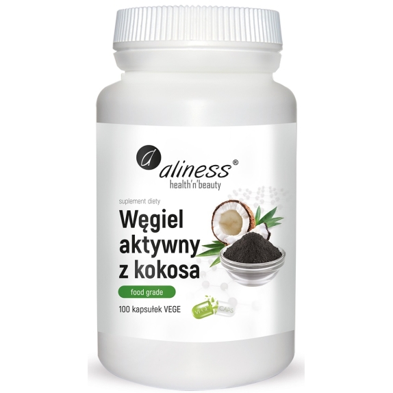 Aliness węgiel aktywny z kokosa Food Grade 300 mg 100 kapsułek cena 27,90zł