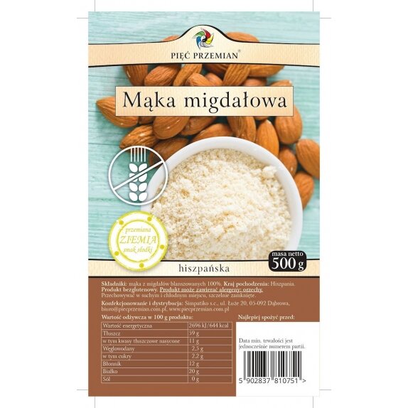 Mąka migdałowa bezglutenowa 500 g Pięć Przemian  cena 23,40zł