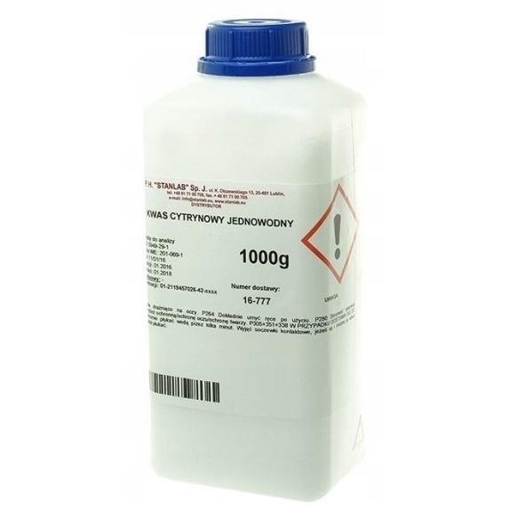 Kwas cytrynowy, jednowodny 8-80MESH, butelka, CZDA, 1 kg Stanlab  cena 35,00zł