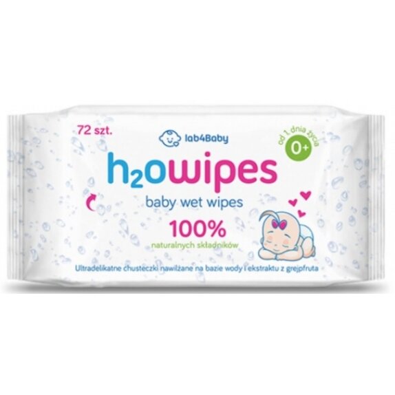 Chusteczki nawilżane wodą 72 sztuki H2O Wipes cena 8,99zł