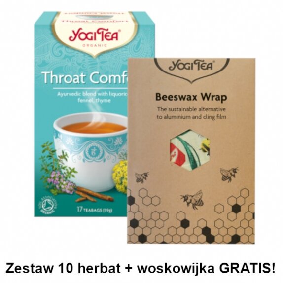 Herbata na gardło 17 saszetek x 1,8g  10 sztuk BIO Yogi Tea + woskowijka GRATIS cena €25,59