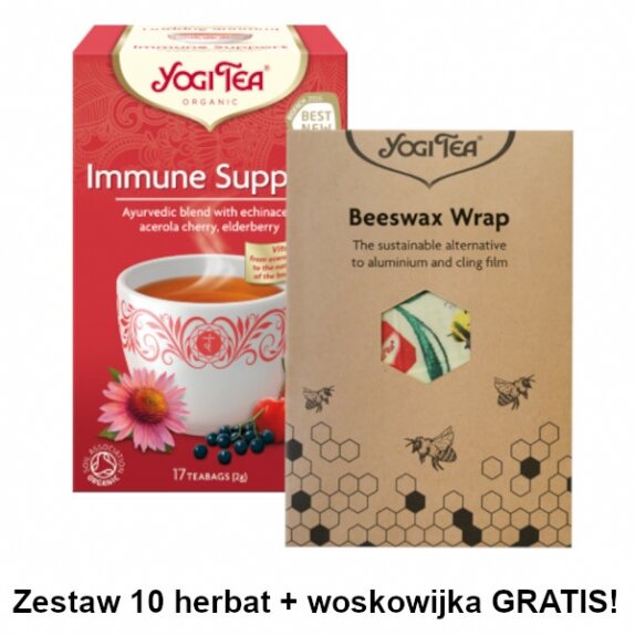 Herbata na odporność 17 saszetek x 2,0g 10 sztuk BIO Yogi Tea + woskowijka GRATIS cena 33,34$