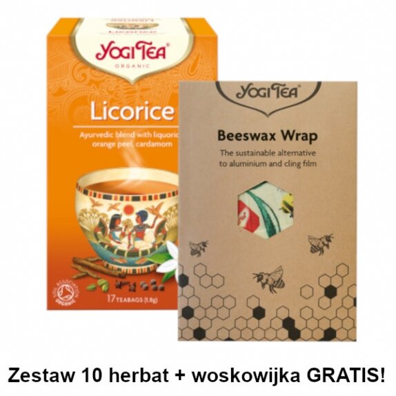 Herbata słodka z lukrecją 17 saszetek x 1,8g 10 sztuk BIO Yogi Tea + woskowijka GRATIS cena 123,50zł