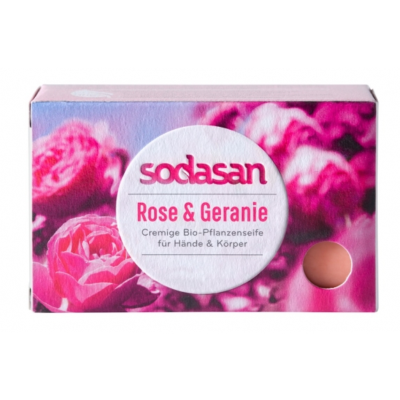 Sodasan mydło w kostce Róża i Pelargonia 100 g cena €2,38