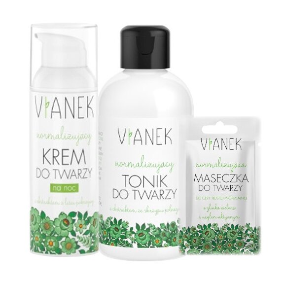 Vianek Zestaw normalizujący krem na noc 50ml + tonik 150ml + maseczka 10g GRATIS! cena 42,80zł