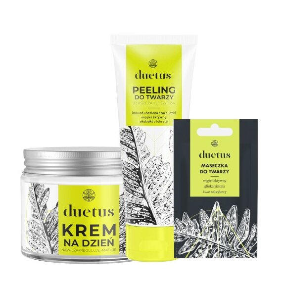 Duetus Zestaw krem na dzień 50ml + peeling 75ml + maseczka 10ml GRATIS! cena 46,80zł