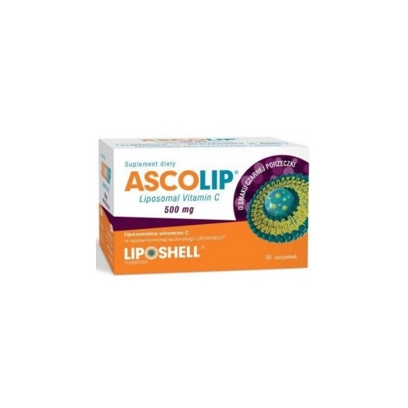 Ascolip Liposomal Vitamin C - liposomalna witamina C (smak czarna porzeczka) 30 saszetek cena 47,99zł
