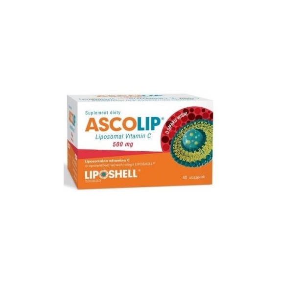 Ascolip Liposomal Vitamin C - liposomalna witamina C (smak wiśniowy) 30 saszetek cena 47,99zł
