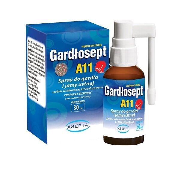 Gardłosept A11 spray 30 ml Asepta PROMOCJA cena €7,63