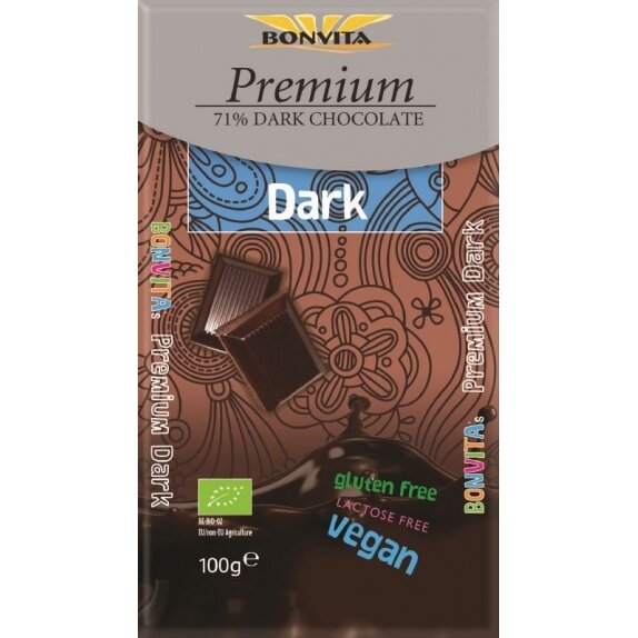 Czekolada premium gorzka 72% Fair Trade bezglutenowa BIO 100 g Bonvita cena 3,64$