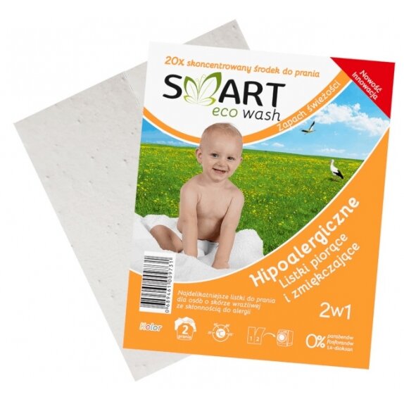 Dizolve Smart Eco Wash – hipoalergiczne listki do prania 2 w 1, zapach świeżości (2 prania) cena 2,50zł