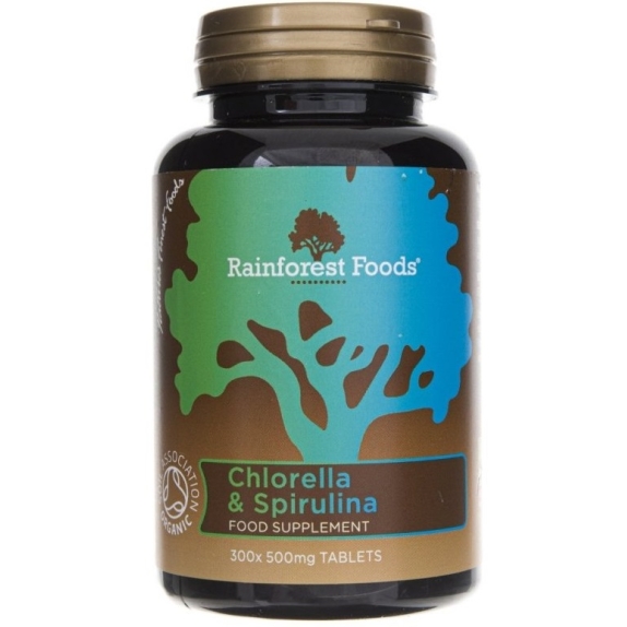 Rainforest Foods Chlorella i Spirulina BIO 500 mg 300 tabletek cena 71,00zł