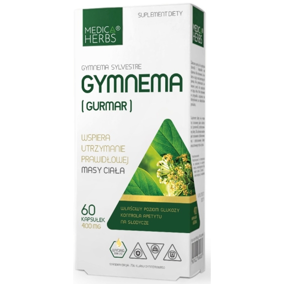 Medica Herbs gymnema (Gurmar) 400mg 60 kapsułek cena 7,53$