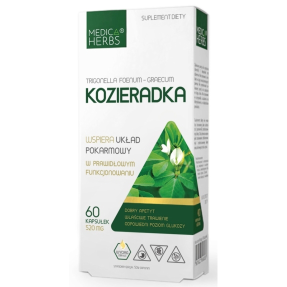 Medica Herbs kozieradka 520 mg 60 kapsułek cena 20,10zł