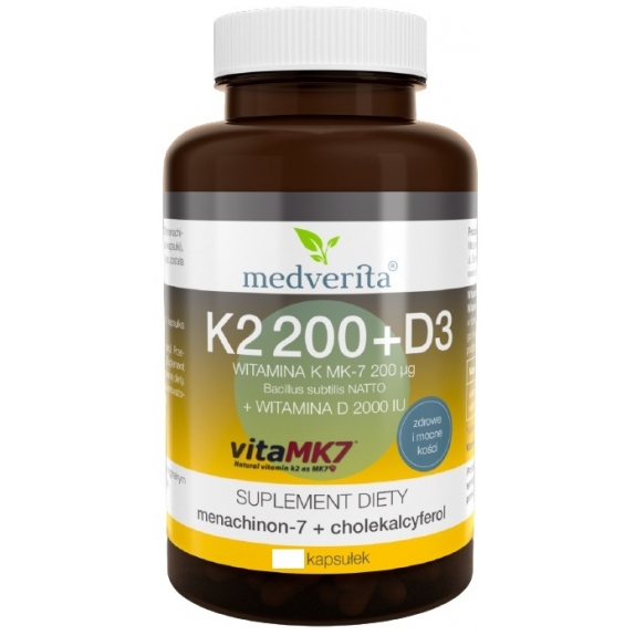 Witamina K Vitamk7® 200 µg + D 2000 IU 60 kapsułek Medverita cena 9,88$