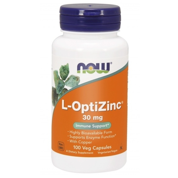 Cynk30 mg L-OptiZinc® z miedzią 100 kapsułek NOW Foods cena €7,92