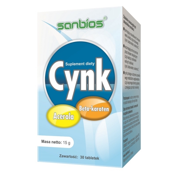 Sanbios cynk 30 tabletek cena 17,59zł