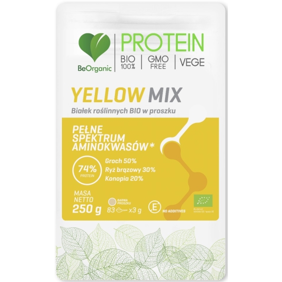 BeOrganic yellow MIX białek roślinnych w proszku 250 g BIO cena €6,68