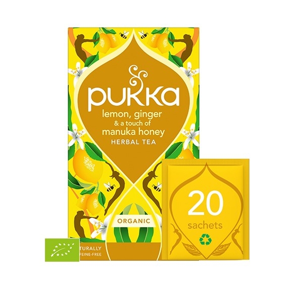 Pukka lemon ginger & manuka honey 20 saszetek BIO cena 26,90zł