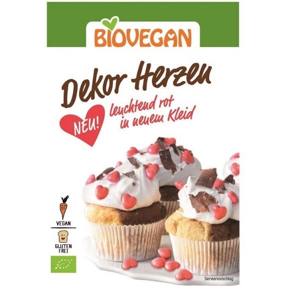 Posypka dekoracyjna czerwone serduszka 35 g BIO BioVegan cena 3,02$