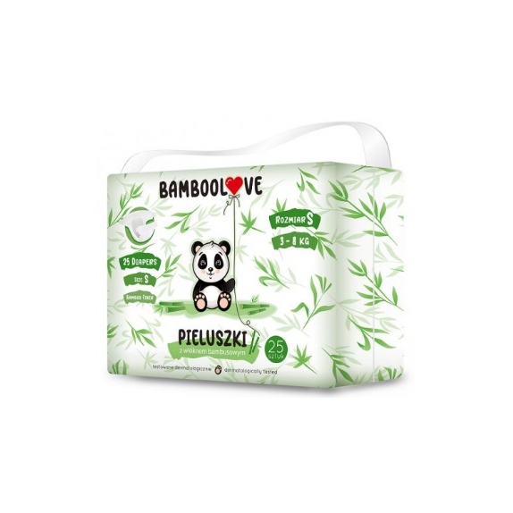 Bamboolove Pieluszki jednorazowe bambusowe rozmiar S (3-8 kg) 25 sztuk cena 35,89zł