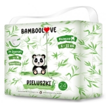 Bamboolove Pieluszki jednorazowe bambusowe rozmiar M (6-11 kg) 24 sztuki