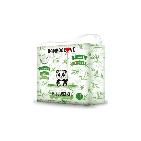 Bamboolove Pieluszki jednorazowe bambusowe rozmiar L (9-14 kg) 21 sztuk cena 38,89zł