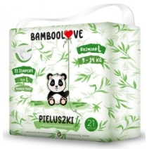 Bamboolove Pieluszki jednorazowe bambusowe rozmiar L (9-14 kg) 21 sztuk