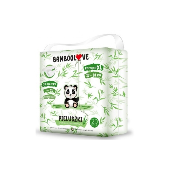 Bamboolove Pieluszki jednorazowe bambusowe rozmiar XL (12-18 kg) 20 sztuk cena 38,55zł