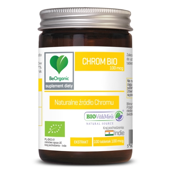 BeOrganic chrom 100mcg 100 tabletek BIO cena 29,99zł