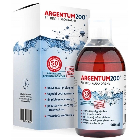 Argentum 200 Srebro Koloidalne 50PPM 500ml Aura Herbals cena 34,90zł