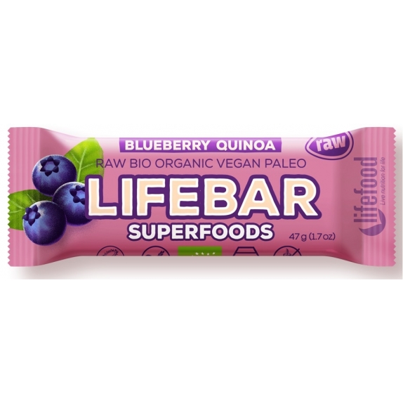 Baton daktylowy z jagodami raw bezglutenowy 47 g BIO Life Food cena 7,49zł