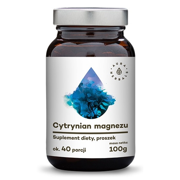 Cytrynian magnezu 100% 375 mg proszek 100 g Aura Herbals cena 22,50zł