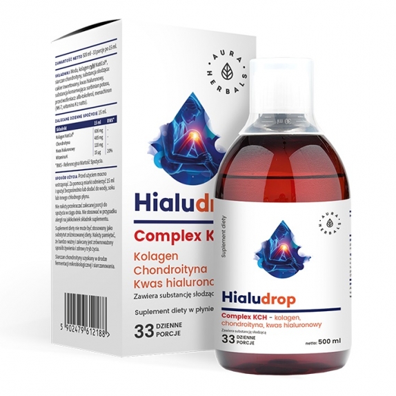 Hialudrop Complex KCH Kolagen Chondroityna Kwas Hialuronowy 500 ml Aura Herbals  cena 62,99zł